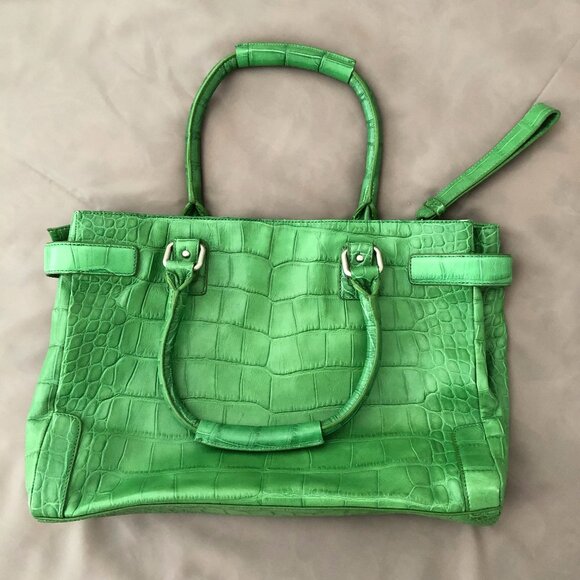 Club Monaco Rich Green Leather Tote - Picture 11 of 11